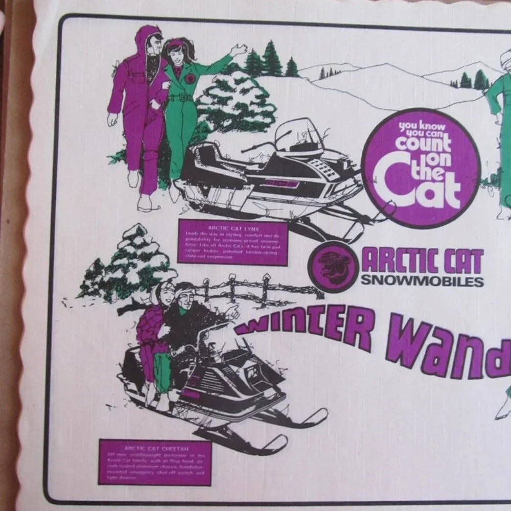 Rare Vintage Arctic Cat Placemats 1970s Arctic Cat Memorabelia Original 70s